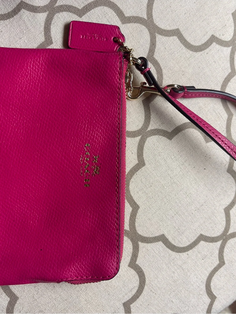 Coach Bright Fuchsia Leather Wristlet